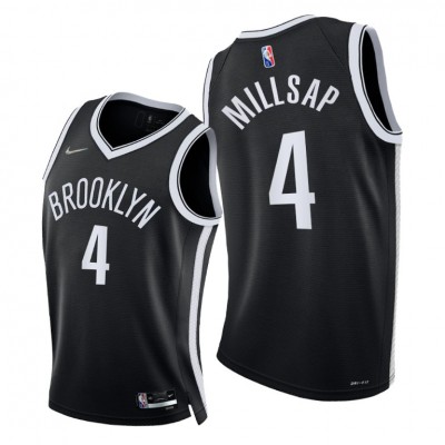 Nike Brooklyn Nets #4 Paul Millsap Men's 2021-22 75th Diamond Anniversary NBA Jersey Black Men's